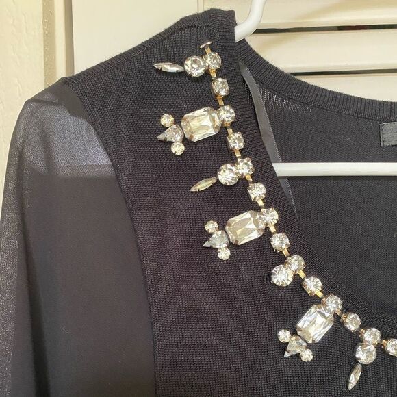 Xoxo Bell Sleeve Embellished Neck Sweater Dress - Picture 7 of 11